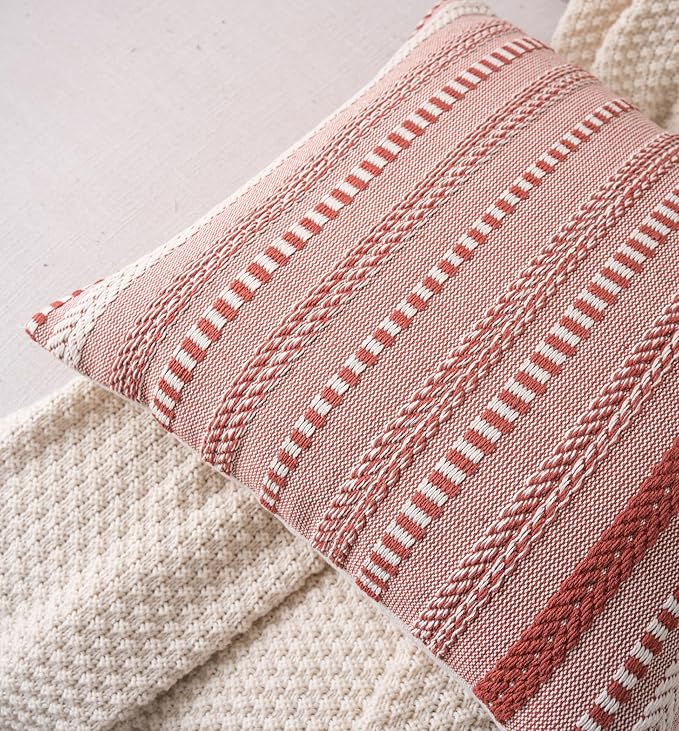 Boho Fall Throw Pillow Covers 18x18 Inch Set of 2, Farmhouse Decorative Couch Pillow Cases, Rust Accent Pillows of Bed, Sofa Bedroom Living Room Home Decor Cushion Cover