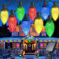 iBaycon Solar C9 Christmas Lights Outdoor, 65FT 100LED C9 Strawberry String Light, 8 Modes Solar Powered Lights String for Xmas Tree House Eaves Roof Christmas Holiday Decorations