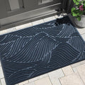 Yimobra Large Door Mat 36x24, All-Weather Waterproof Art Line Outdoor Mats for Front Door, Heavy Duty Non-Slip Welcome Matt for Garage Patio Proch Entryway Indoor, Blue