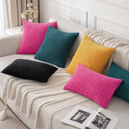 MIULEE Pack of 2 Decorative Throw Pillow Covers 18x18 Inch Soft Boho Striped Textured Corduroy Pillow Covers Modern Farmhouse Home Decor for Couch Bed Sofa Living Room Hot Pink