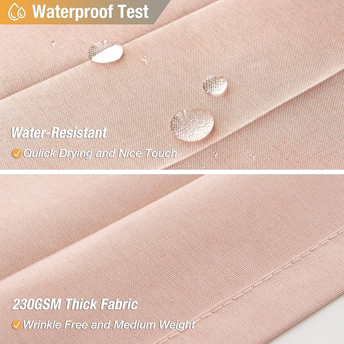 Jubilantex Folding Linen Shower Curtain for Bathroom Pink Waterproof Shower Curtain 1 Panel with 14 Metal Grommets and 1 Tie Back for Hotel,70"x70"