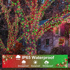 Christmas Lights, 66FT 200 LED Christmas Tree Lights with 8 Modes Waterproof, Plug in Extendable Green Wire Xmas Decorations Light for Indoor House Yard Party Holiday Decor, Red Green