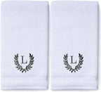 Decorative and Monogrammed Hand Towels for Bathroom Kitchen Makeup | Personalized Gift for Wedding-Bridal | Roman Font Custom Luxury Turkish Towel | Spa Collection, Oversized, 16 X 30 Inch, Set of 2