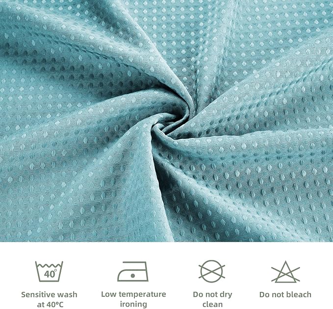 LaCyan 3 in 1 Waterproof Waffle Weave Shower Curtain and Clear Liner Set with 12 Stainless Steel Hooks Double Sided for Bathroom 72 Inches Heavy Duty Polyester Fabric Shower Curtains 72x84