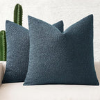 MIULEE 20x20 Inch Decorative Pillow Covers for Couch Bed Set of 2 Textured Boucle Neutral Winter Throw Pillows Dark Blue Accent Solid Cushion Pillowcases Sofa Livingroom Home Decor