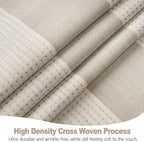 Boho Farmhouse Beige Heavyweight Shower Curtain with Tassels, 350GSM Cotton Linen Natural Fabric Shower Curtain Water Repellent, 72x72 Inch Khaki Tan Striped Country Bathroom Shower Curtains