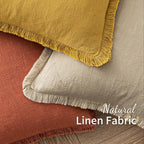 MIULEE Decorative Throw Pillow Covers Neutral Linen Fringe Throw Pillows Euro Shams Set of 2 Mustard Yellow Boho Farmhouse Cushion Covers for Couch Sofa Bed Living Room Spring Home Decor 24x24 Inch