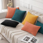 MIULEE Pack of 2 Decorative Throw Pillow Covers 20x20 Inch Soft Boho Striped Textured Corduroy Pillow Covers Modern Farmhouse Home Decor for Couch Bed Sofa Living Room Teal Blue