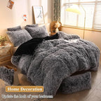 XeGe Faux Fur Throw Pillow Cases, Plush Shaggy Ultra Soft Pillow Covers, Fluffy Crystal Velvet Decorative Pillowcases, Furry Fuzzy Pillow Shams Zipper Closure, Set of 2 (King, Black Ombre)