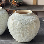 Denique Rustic Ceramic Tall Floor Vase, Vintage Farmhouse Decor - Large Terracotta Vases for Living Room Entryway Centerpiece (White-7.87inch Height)