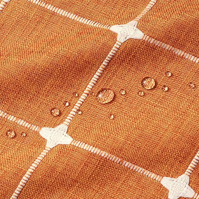 MitoVilla Orange Boho Extra Long Shower Curtain 72 x 84, Modern Farmhouse 84 inch XL Polyester Linen Texture Tassel Fabric Shower Curtain Set with Hooks for Cottagecore Country Bathroom Decor