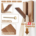 Foldable Wall Hooks 2Pack: Rustic Wooden Coat Hooks Mounted for Heavy Duty Hanging Hats Bags Beach Towels, Space Saving Minimalist Design for Aesthetic Homeowner