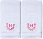 Decorative and Monogrammed Hand Towels for Bathroom Kitchen Makeup | Personalized Gift for Wedding-Bridal | Roman Font Custom Luxury Turkish Towel | Spa Collection, Oversized, 16 X 30 Inch, Set of 2