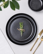 TheTerra Ceramic Dinnerware Sets for 4, 12 Pieces Porcelain Lightweight Plates and Bowls Sets, Scratch Resistant Dish Set, Oven & Microwave & Dishwasher Safe, Black