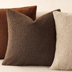 Foindtower Pack of 2, Curly Faux Fur Decorative Throw Pillow Covers Soft Fuzzy Plush Cushion Case with Zipper Cozy Pillowcase for Home Living Room Couch Bed Sofa 22 x 22 Inch,Dark Brown