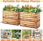 FENCY Metal Rectangular Planter Box, Large Planters for Outdoor Plants, Tall Planters for Outdoor Plants with Drainage Holes (30" L x 12" W x 24" H,Walnut Finish)