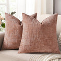 decorUhome Pink Chenille Throw Pillow Covers 26x26 Set of 2 Thick Textured Slubby Couch Pillow Covers Farmhouse Accent Modern Neutral Decorative Pillow Cases for Bed Sofa Living Room