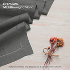 D'Moksha Homes Linen Charcoal Grey Table Runner 132 Inches Long - 100% Pure Linen Extra Long Table Runner 14 x 132 Inch for Fall, Autumn and Halloween - Classic Hemstitch