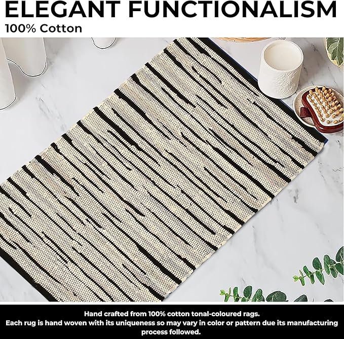 Bedding Craft Handmade Woven Tonal Chindi Rugs 24x36-Inch Rectangle, Reversible Farmhouse Braided Cotton Rug - Grey Multi