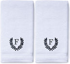 Decorative and Monogrammed Hand Towels for Bathroom Kitchen Makeup | Personalized Gift for Wedding-Bridal | Roman Font Custom Luxury Turkish Towel | Spa Collection, Oversized, 16 X 30 Inch, Set of 2