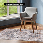 Washable Soft Small Boho Area Rugs, Rags Rug, Printed Carpet Chennile Rugs for Living Room 27x45 inch Dk Grey Rust Multi,Machine Washable Printed Rugs - 30% Cotton, 70% Polyester