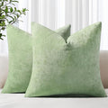 decorUhome Chenille Sage Green Throw Pillow Covers 24x24 Inch Set of 2, Decorative Soft Couch Pillow Covers Solid Dyed Accent Velvet Farmhouse Neutral Square Pillow Cases for Sofa Bed Living Room