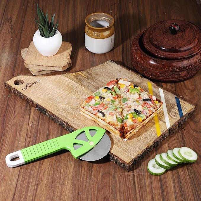 Mango Wood With Tree Bark Multi Cutting Board, Chopping Board, Cheese Board, Bread, and Charcuterie - Decorative Wooden Serving Board for Kitchen and Dining 14x9 Inches
