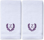 Decorative and Monogrammed Hand Towels for Bathroom Kitchen Makeup | Personalized Gift for Wedding-Bridal | Roman Font Custom Luxury Turkish Towel | Spa Collection, Oversized, 16 X 30 Inch, Set of 2