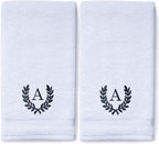 Decorative and Monogrammed Hand Towels for Bathroom Kitchen Makeup | Personalized Gift for Wedding-Bridal | Roman Font Custom Luxury Turkish Towel | Spa Collection, Oversized, 16 X 30 Inch, Set of 2