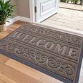 OLANLY Welcome Door Mat Indoor Outdoor Entrance, Heavy Duty Sturdy Front Door Mat, Waterproof All-Weather Doormat, Stain Resistant, Low Profile, Easy Clean Patio Entryway Mat, 36 x 24, Brown