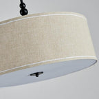 Shrine Lighting Drum Chandeliers, Farmhouse Style, Perfect Drum Pendant Light for Dining Room, D21'' x H8'', Adjustable Chains 59'', E26*3 Sockets, Beige Linen Fabric Lampshade & Black Rod