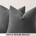 MIULEE Textured Boucle Throw Pillow Cover Dark Grey Accent Solid Lumbar Pillow Case Decorative Soft Pack of 1 Couch Cushion Chair Sofa Bedroom Livingroom Home Decor,12x20 Inch