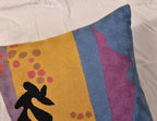 Matisse Gold Pillow Cover Purple Modern Pillowscase Chair Cushion Abstract Farmhouse Flower Outdoor Mid Century Hand Embroidered Wool Size 18x18