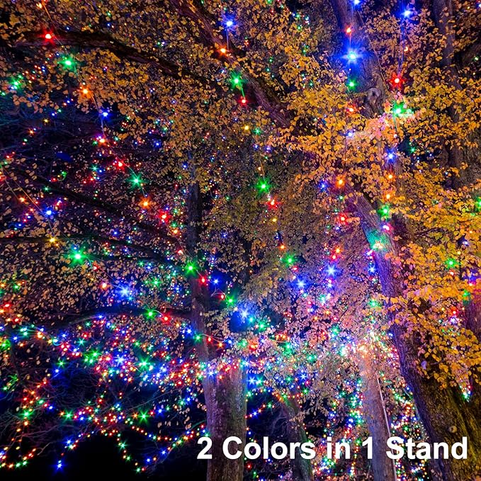 echosari 2 Pack Color Changing String Lights, 33 Ft 100 LED Christmas Fairy Lights Battery Operated Green Wire String Lights with Remote Timer for Bedroom Garden Party Wedding Deco (Multicolor)