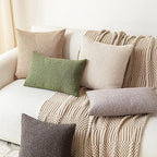 Foindtower Pack of 2 Textured Boucle Throw Pillow Covers Accent Solid Decorative Lumbar Pillow Cases Cozy Woven Couch Cushion Case for Sofa Bedroom Living Room Home Decor, 12 x 20 Inch,Neutral Grey