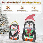 35In Christmas Lighted Penguins, Set of 2 Christmas Decorations Outdoor with 120 LED Lights,Xmas Pre-Lit Penguin Family Set,Light Up Decor with Stakes for Holiday, Yard, Lawn and Garden