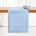 D'Moksha Homes Linen Powder Blue Table Runner 90 Inches Long - 100% Pure Linen 14 x 90 Inch Table Runner for Dining, Fall, Autumn and Halloween - Machine Washable
