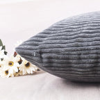 Home Brilliant Grey Pillow Covers 18 x 18 Set of 2 Soft Decorative Striped Corduroy Velvet Square Throw Pillow Cover for Sofa Couch, 18x18 inch, Dark Grey
