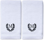 Decorative and Monogrammed Hand Towels for Bathroom Kitchen Makeup | Personalized Gift for Wedding-Bridal | Roman Font Custom Luxury Turkish Towel | Spa Collection, Oversized, 16 X 30 Inch, Set of 2