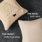 DFXSZ Christmas Pillow Covers 18x18 Yellow Line Beige Christmas Tree Decoration Soft Plush Faux Fur Jacquard Throw Pillows for Bedroom Sofa Holiday Festivals Winter Home Decor PTK062C18