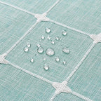 MitoVilla Teal Blue 36 x 72 Boho Small Stall Shower Curtain, Turquoise Narrow Polyester Linen Fabric Shower Curtains for Farmhouse Bathroom Decor, Half Size Cloth Shower Curtain Set with Hooks