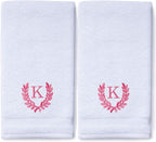 Decorative and Monogrammed Hand Towels for Bathroom Kitchen Makeup | Personalized Gift for Wedding-Bridal | Roman Font Custom Luxury Turkish Towel | Spa Collection, Oversized, 16 X 30 Inch, Set of 2