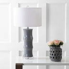 JONATHAN Y JYL3015B Tiki 26.5" Ceramic LED Table Lamp Contemporary Traditional Bedside Desk Nightstand Lamp for Bedroom Living Room Office College Bookcase LED Bulb Included, Gray