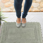 Savi Home Cotton Crochet Bathmat with Antiskid 21x34 Sage Green, 100% Pure Cotton, Super Soft Bath Rug, Plush & Absorbent, Hand Tufted Heavy Weight Construction, Full Reversible Step Out Rugs