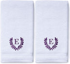 Decorative and Monogrammed Hand Towels for Bathroom Kitchen Makeup | Personalized Gift for Wedding-Bridal | Roman Font Custom Luxury Turkish Towel | Spa Collection, Oversized, 16 X 30 Inch, Set of 2