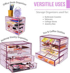 Sorbus Makeup Organizer - 4 Drawer Acrylic Make Up Organizers and Storage for Cosmetics, Jewelry, Beauty Supplies, Clear Makeup Organizer for Vanity, Girl's Room, College Dorm, Counter, Bathroom Sink