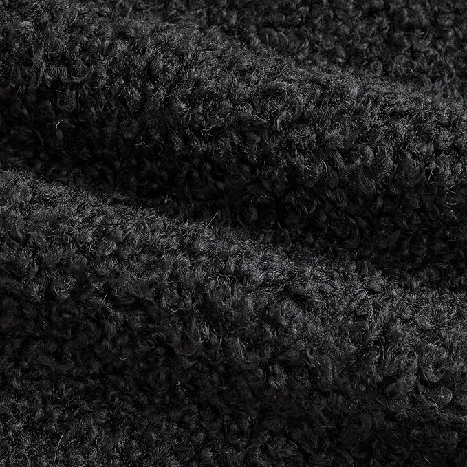 Pack of 2 Curly Teddy Wool Faux Fur Throw Pillow Covers Fuzzy Accent Soft Sherpa Pillowcases Sheepskin Fleece Decorative Cushion Case for Sofa Couch Living Room 16x16 Inch Black