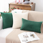 Mecatny Christmas Decorative Corduroy Throw Pillow Covers 22x22 Set of 2 for Sofa Living Room, Soft Neutral Boho Couch Pillow Covers for Home Decor, Green