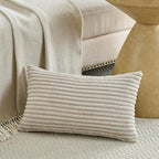 Fancy Homi Set of 2 Taupe Boho Small Lumbar Decorative Throw Pillow Cover 12x20 Inch for Couch Bed Chair, Aesthetic Modern Bohemian Room Decor, Soft Fluffy Corduroy Rectangle Cushion Case 30x50cm