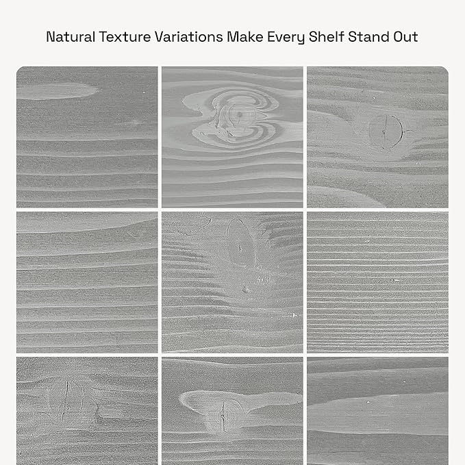 BAOBAB WORKSHOP Wood Floating Shelves for Wall - Rustic Shelf 16 inch - Grey Bathroom Shelves - Solid Wood Shelves for Wall for Bedroom Kitchen Living Room - Gray Finish, 16″ W × 6.7″ D, Set of 2